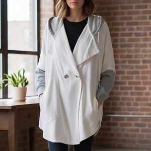 FREE PEOPLE Cape Style Hooded Poncho With Front Buttons M/L